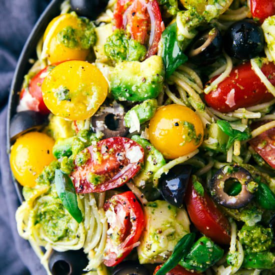 Spaghetti and Pesto Veggies
