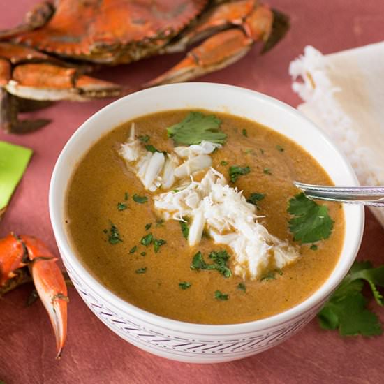 Roasted Red Pepper and Crab Bisque