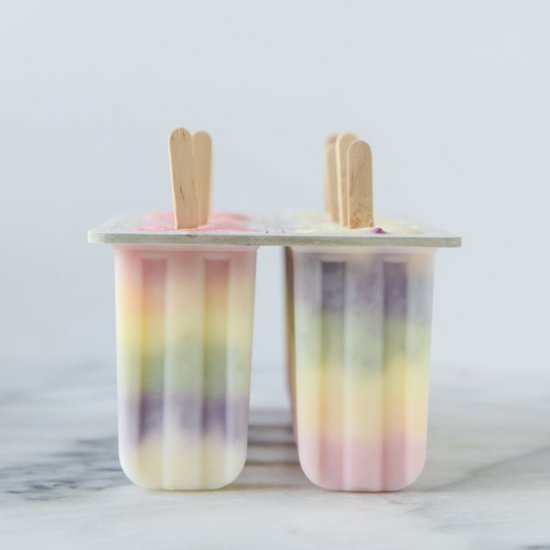 Fruity Rainbow Froyo Pops