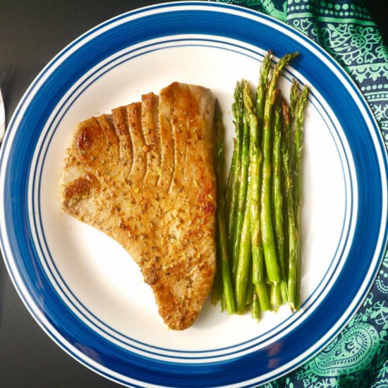 Grilled Lemon Tuna Steak and Asparagus