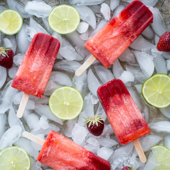 Strawberry Lime Popsicles