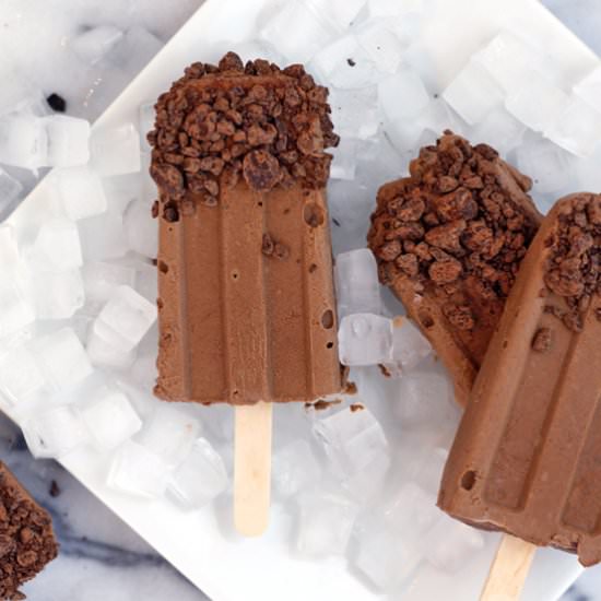 Dark Fudge Chip Popsicles
