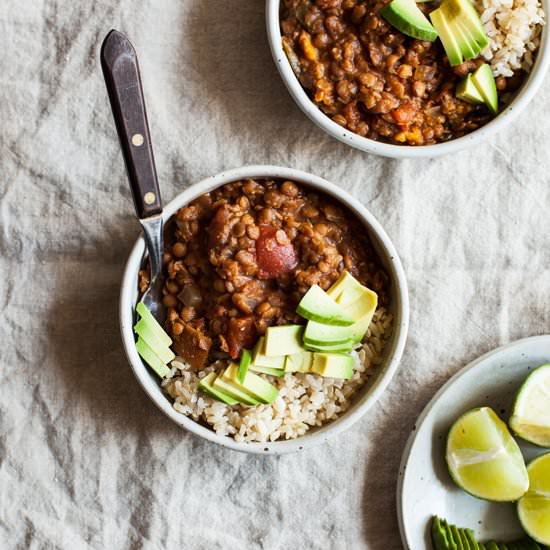 Slow cooker two lentil chili