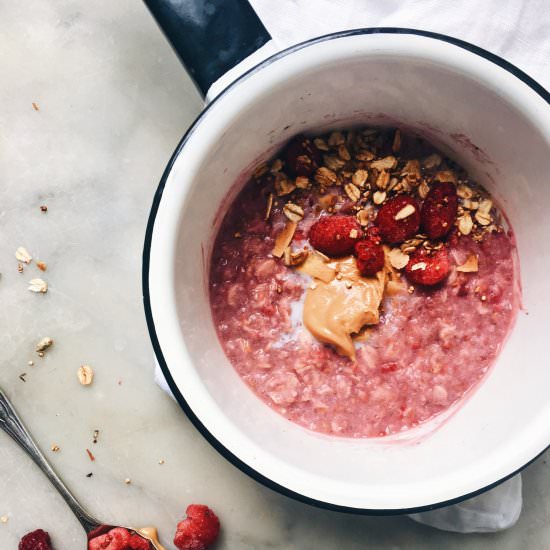 Peanut Butter & Raspberry Porridge