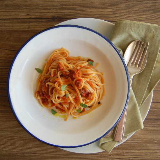 Linguine with Chorizo Tomato Sauce