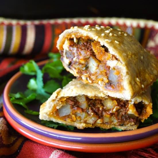 Chorizo-Potato Sesame Hand Pies