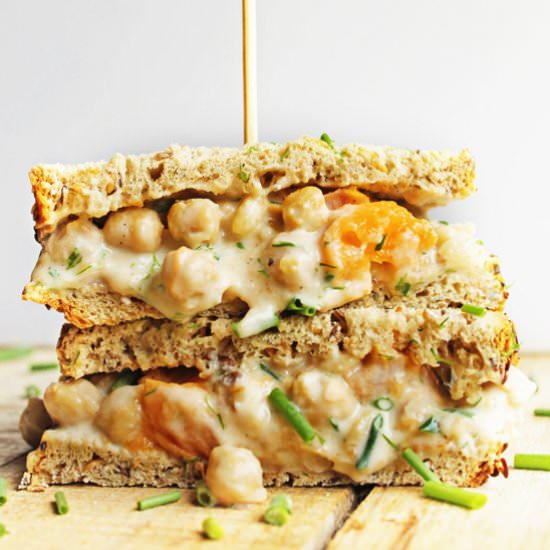 Apricot chickpea salad sandwich