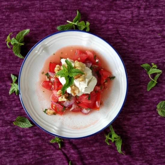 Tomato Mint Salad with Cashew Cheese