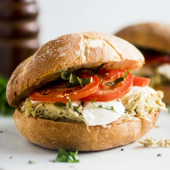 Slow Cooker Pesto Chicken Sandwich