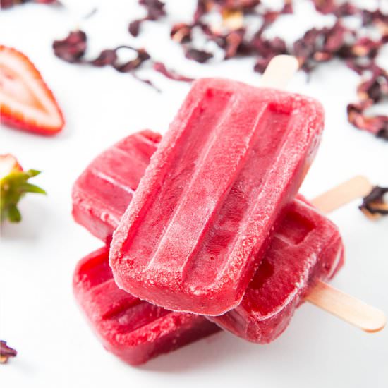 Strawberry Hibiscus Ice Pops