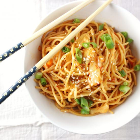 Spicy Kimchi Sesame Noodles