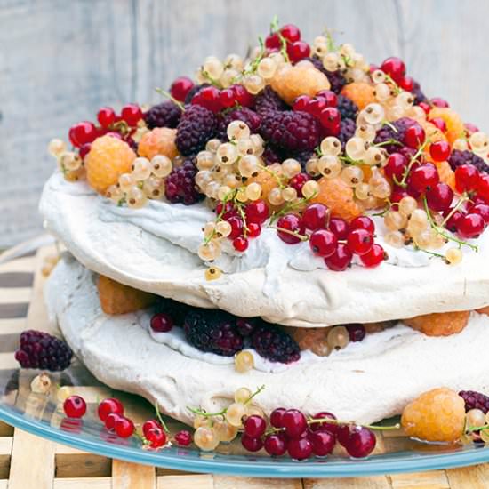 Lavender Pavlova with Berries