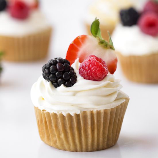 Berry Filled Lemon-Vanilla Cupcakes