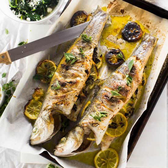 Greek Whole Roasted Branzino
