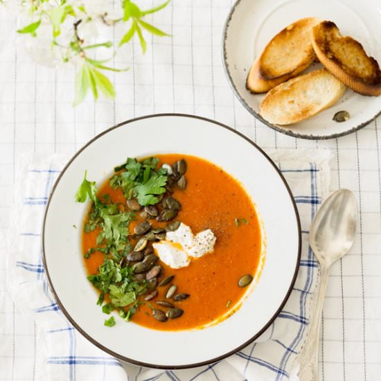 Pumpkin & tomato soup