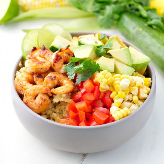 Marinated Shrimp & Veggie Quinoa