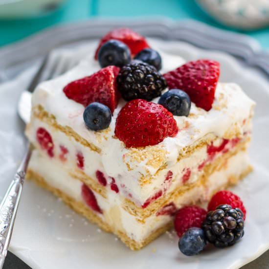 No Bake Mixed Berry Icebox Cake