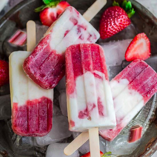 Strawberry Rhubarb Coconut Popsicle