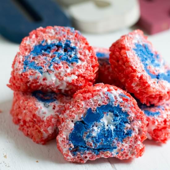 Patriotic Rice Krispie Pinwheels
