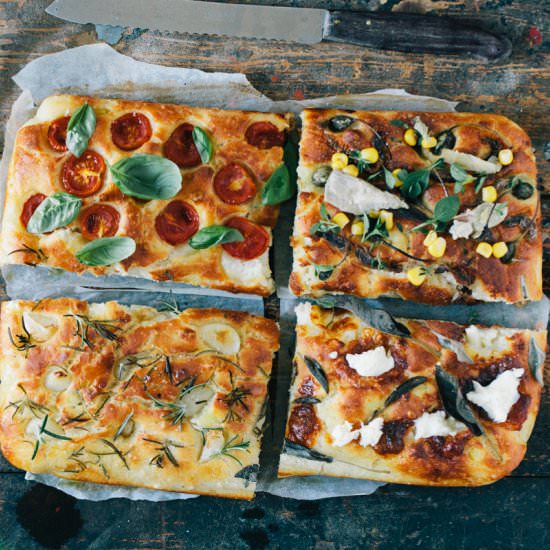 Potato Focaccia Four Ways