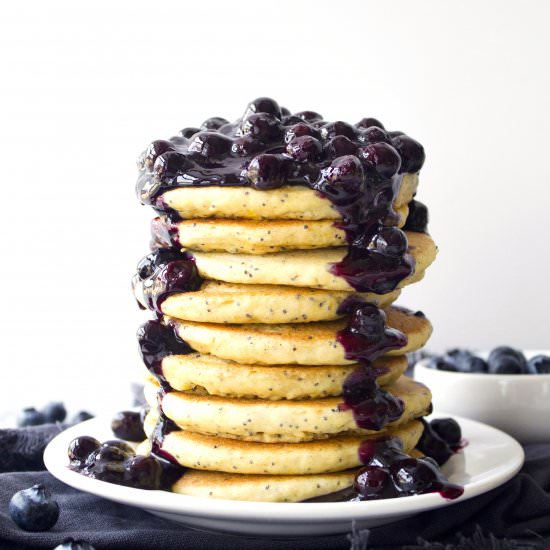 Lemon Pancakes With Blueberry Sauce