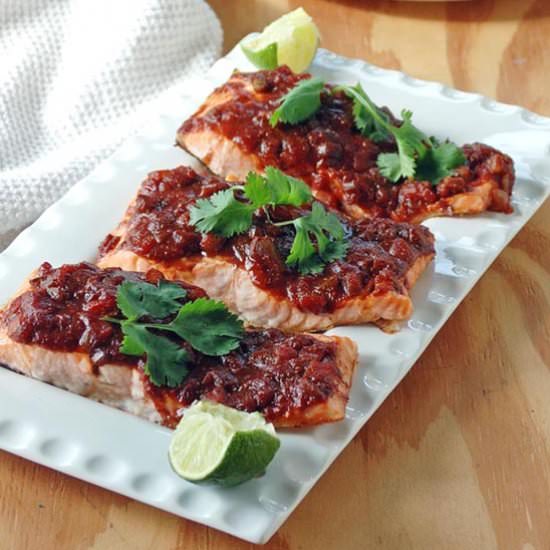Salmon with Balsamic Salsa & Lime
