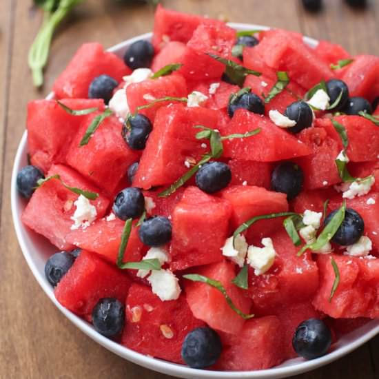 Watermelon Basil and Feta Salad
