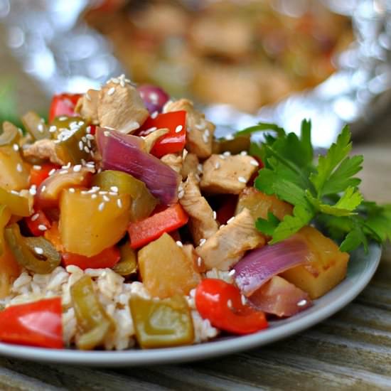 Grilled Pineapple Chicken in Foil