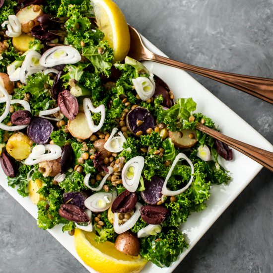 Warm Kale and Roasted Potato Salad