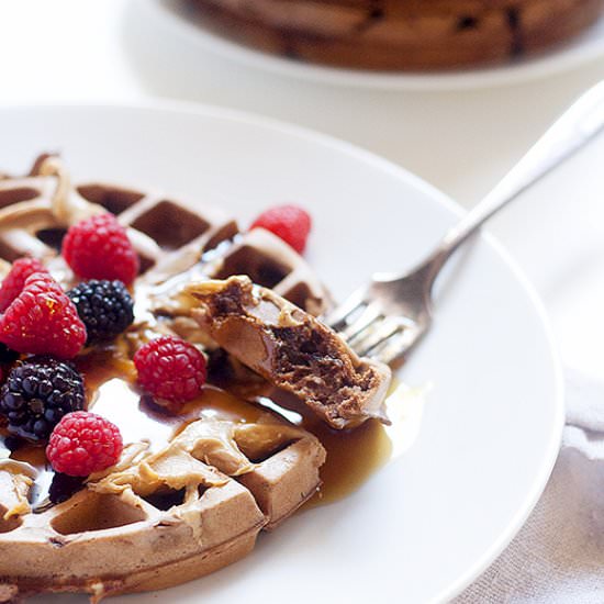 Chocolate Peanut Butter Waffles