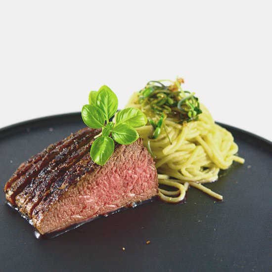 Roast Beef with Asparagus Pasta