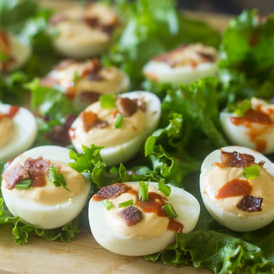 Spicy Sriracha Deviled Eggs