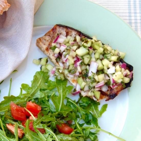 Swordfish with Mint Cucumber Salsa