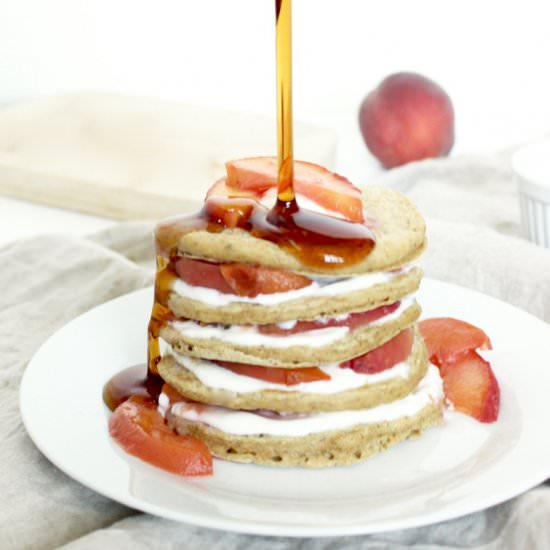 Healthy Peaches and Cream Pancakes