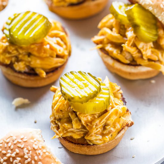 Beer & Bourbon BBQ Chicken Sliders