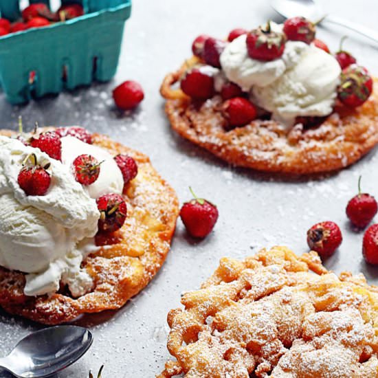 Strawberry Shortcake Funnel Cakes