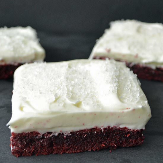 Red Velvet Sugar Cookie Bars