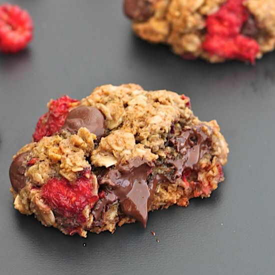 Chocolate Raspberry Oatmeal Cookies