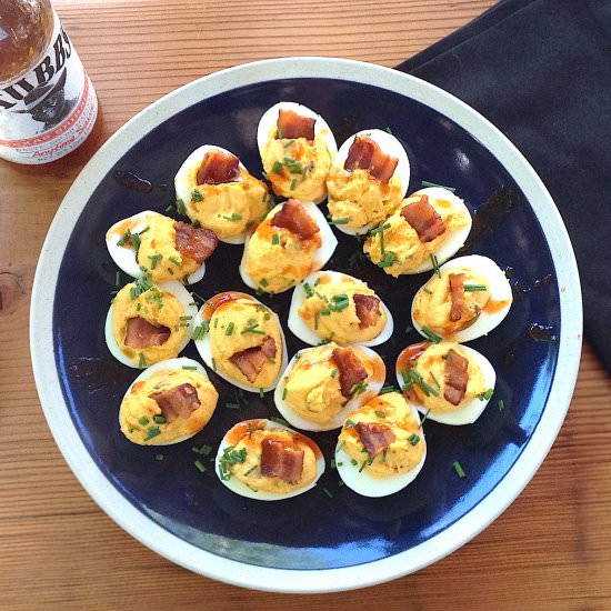 Sriracha Bacon Deviled Eggs
