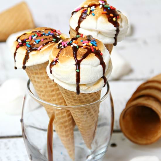 Toasted Marshmallow Campfire Cones