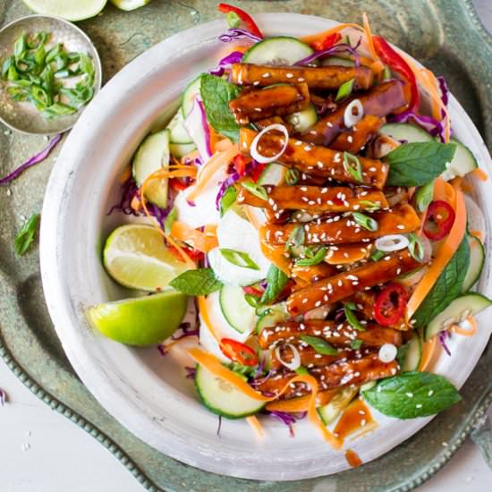 Smoked maple tofu salad
