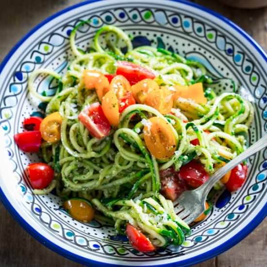 No-Cook Zucchini Noodles with Pesto