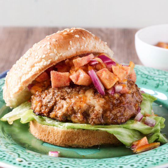 Chicken Burger with Peach Relish