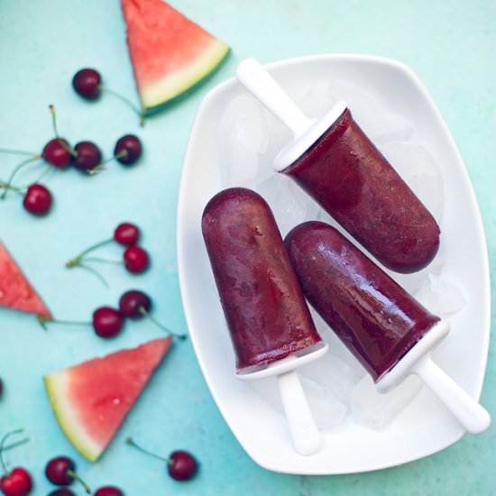 Watermelon Cherry Popsicles