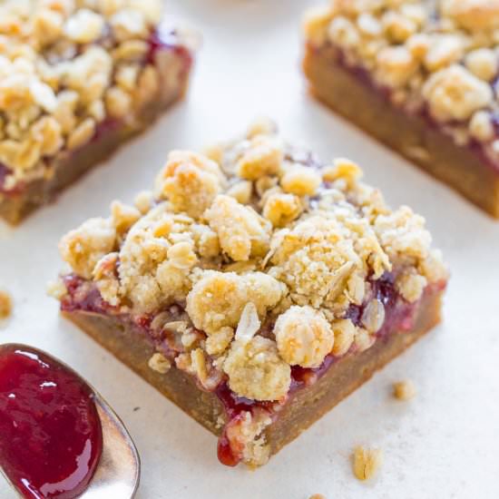 Peanut Butter & Jelly Crumble Bars