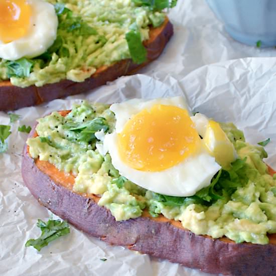 Soft Boiled Egg Over Sweet Potato