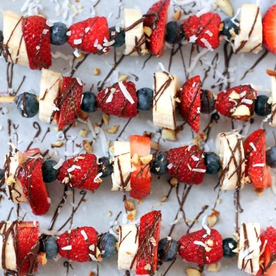 Chocolate Drizzled Fruit Kabobs