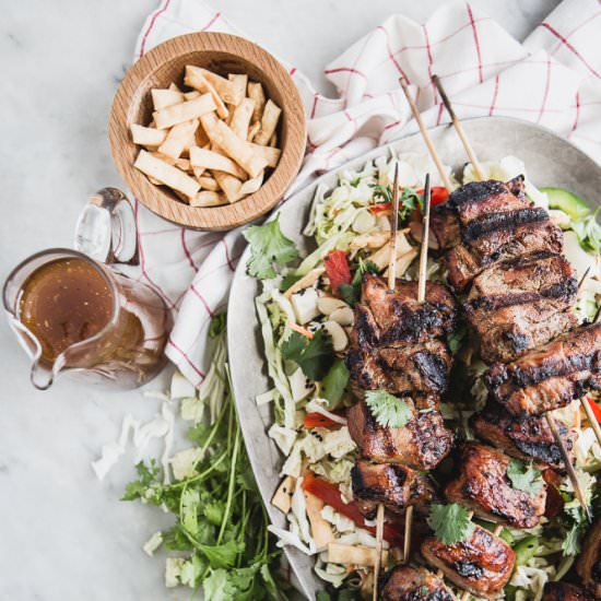 Hoisin Pork Kababs with Asian Salad