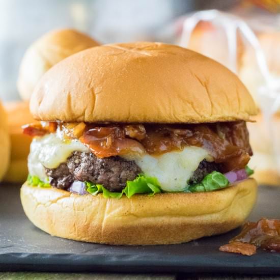 Bacon Jam Burger with Gruyere