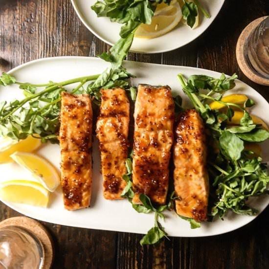 Salmon with Sweet Mustard Glaze